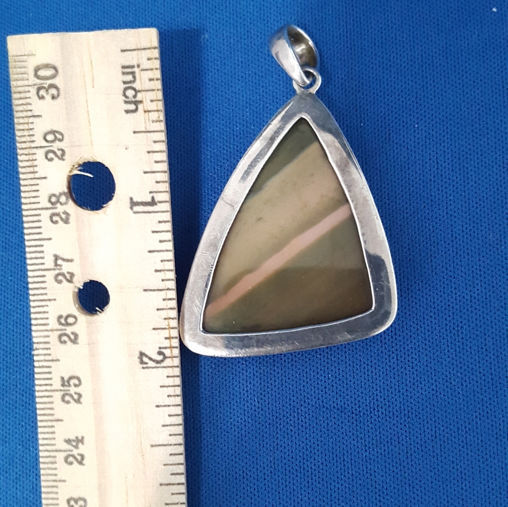 Triangle Shaped Multi Colored Stone On Sterling S… - image 2